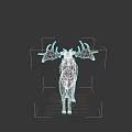 Detailed Deer Sculpture With Large Antlers And Artistic Carving Design
