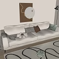 modern double sofa cream double sofa 3d model