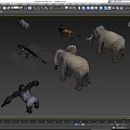 Reptile Crocodile Surrounded By Various Wild Animals Such As Elephants Gorillas
