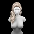 Game Film Character 3D Model Featuring Long Blond Wavy Hair And Upper Body