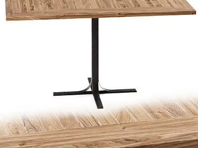 Modern Wooden Dining Table With Black Metal Base And Sturdy Cross Legs 3d model