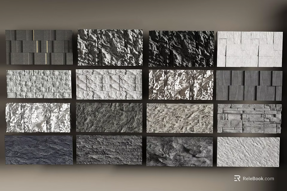 Background Wall Design With Various Textures And Different Material Samples 3d model
