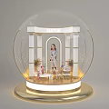 IATO Photo Spot With Transparent Globe Columns Decorative Plants And Golden Base Lighting
