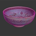Home Furniture Decorative Bowl In Turquoise With Ornate Patterns And Inscriptions