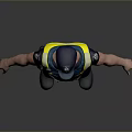 Game Movie Character In Blue Cap Yellow Reflective Vest Dark Blue Uniform And Gray Backdrop