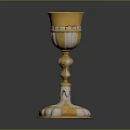 Elegant Household Decorative Cup With Golden Body Silver Base And Tall Stem