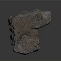 3D Cracked Rock Structure With Large Crack And Railing On Top