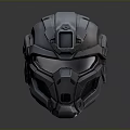Advanced Sci-Fi Metallic Armor Helmet With Visor And Mechanical Details
