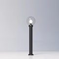 Modern Outdoor Light with Black Pole and Transparent Spherical Lampshade