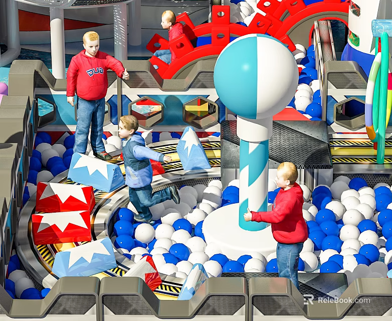 Fun Playground Equipment With Ball Pit And Colorful Structures For Kids Playing 3d model 