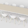 Modern Conference Table With Light Beige Top White Legs And White Chairs