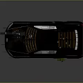 Black Sports Car With Roof Mounted Equipment Green Rear Container Spoiler And Grille Window Design