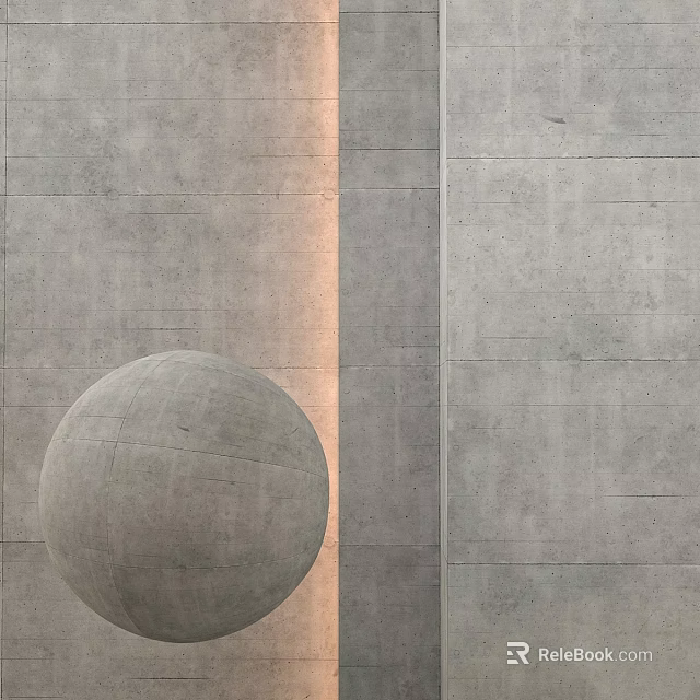 Spherical Concrete Component Against Textured Gray Wall With Regular Patterns In Modern Architecture 3d model 