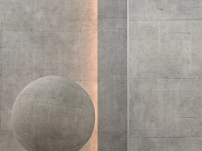 Spherical Concrete Component Against Textured Gray Wall With Regular Patterns In Modern Architecture 3d model