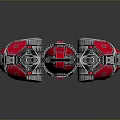 Red Sci Fi Mechanical Vehicle With Circular Components And Metallic Details 3d model