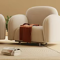 Modern Beige Sofa and Coffee Table Set with Round Table Cushion Throw Blanket and Plants