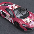 Pink Sports Car With Vibrant Anime Character Art On Exterior