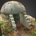 Ancient Stone Dome Structure With Entrance Steps Moss Covered Exterior And Overgrown Grass Weeds