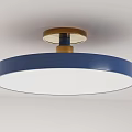 Modern Minimalist Round Ceiling Light With Blue Metal Frame And Gold Accent