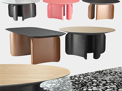 Modern Coffee Tables Featuring Diverse Colors Unique Shapes And Mixed Materials 3d model