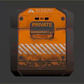 Orange Private Storage Box Featuring FUNIOS Label And Striped Metal Construction 3d model