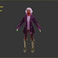 White Haired Female Character 3D Model Wearing Black Coat White Top Black Pants And Boots