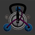 Multi Barrel Mechanical Device Featuring Silver Metal Structure Blue Components And Pink Cables