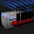 Event Stage Design With Blue Lighting Red Carpet And Organized Seating 3d model