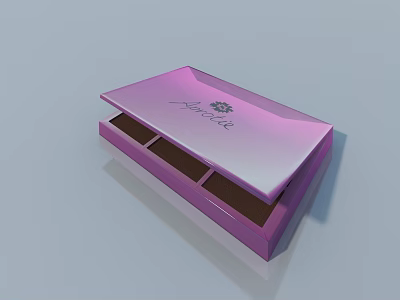 Open Pink Box With Hinged Door Design Inner Compartments And Passion Text Floral Logo 3d model