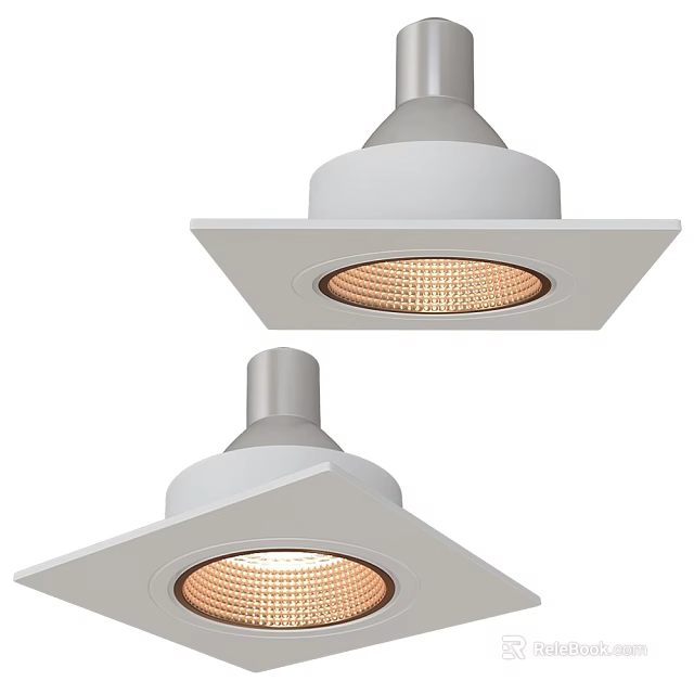 White Square Base Recessed Downlights Spotlights With LED Warm Light Source 3d model