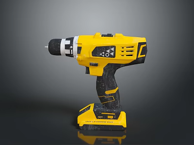 Industrial Cordless Drill With Yellow Black Design Powerful Performance Ergonomic Grip 3d model