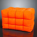 Orange Cubic Soft Fabric Stool For Home Living With Square Pattern Design 3d model