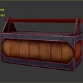 Decorative Storage Box With Red Handle Purple Frame And Orange Wooden Stone Textured Panels