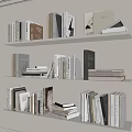 White Bookshelf On Decorative Wall With Multiple Shelves Of Neatly Arranged Books And Magazines