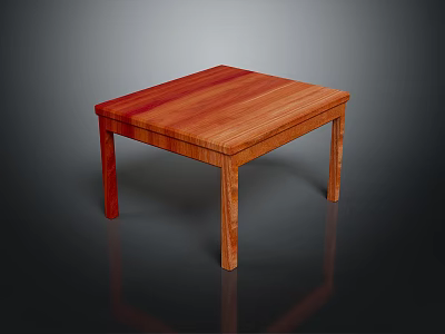 Wooden Dining Table With Red Brown Wood Grain Square Top And Four Legs 3d model