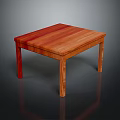 Wooden Dining Table With Red Brown Wood Grain Square Top And Four Legs