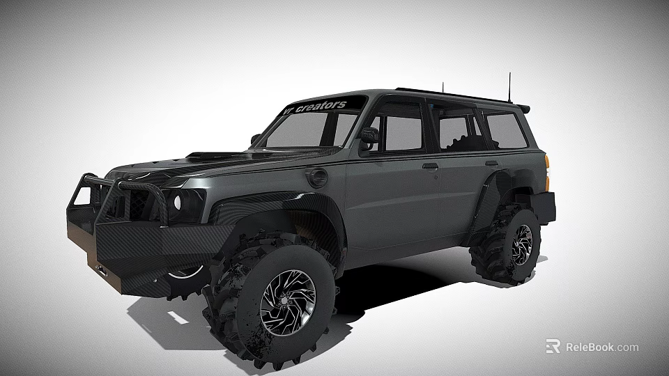 Black Off Road SUV With Large Tires And Rugged Exterior Design 3d model 
