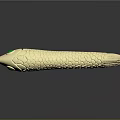 Golden Fish Sculpture With Green Eye And Scaly Texture On Reflective Surface