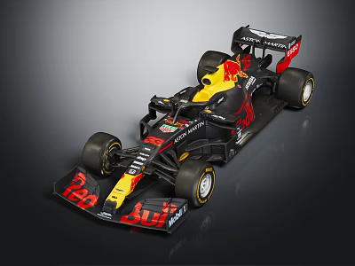 Red Bull Formula 1 Race Car Featuring Red Yellow Black Aerodynamic Design And Rear Wing 3d model