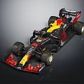 Red Bull Formula 1 Race Car Featuring Red Yellow Black Aerodynamic Design And Rear Wing