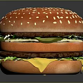 Double Cheeseburger With Sesame Seed Bun Lettuce Patty Cheese And Pickles
