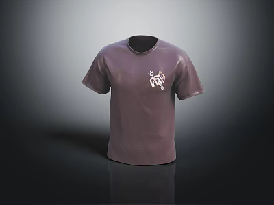 Purple Short Sleeve T-shirt With White Logo On Front Casual Design 3d model