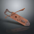 Traditional Wooden Stringed Musical Instrument With Bow Carved Patterns And Sound Hole