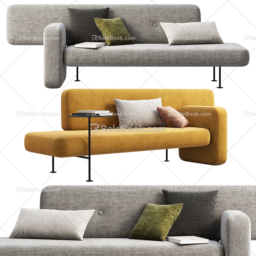 Modern fabric shaped sofa 3d model