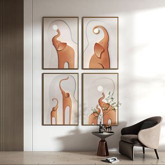 Modern Animal Painting Decorative Painting 3d model