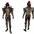 Man With Red Hair In Detailed Armor Front And Back View 3D Character Design