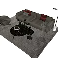 Modern Poliform Sofa Coffee Table Combination 3d model