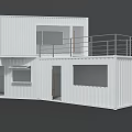 White Modern Container Building With Multiple Units Balcony And Large Windows 3d model