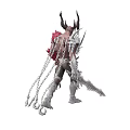 Man With Horns And Red Accents Holding Sword And Chains In Intricate Armor