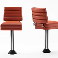 Orange Striped Bar Stools With Silver Metal Base And Black Bottom 3d model